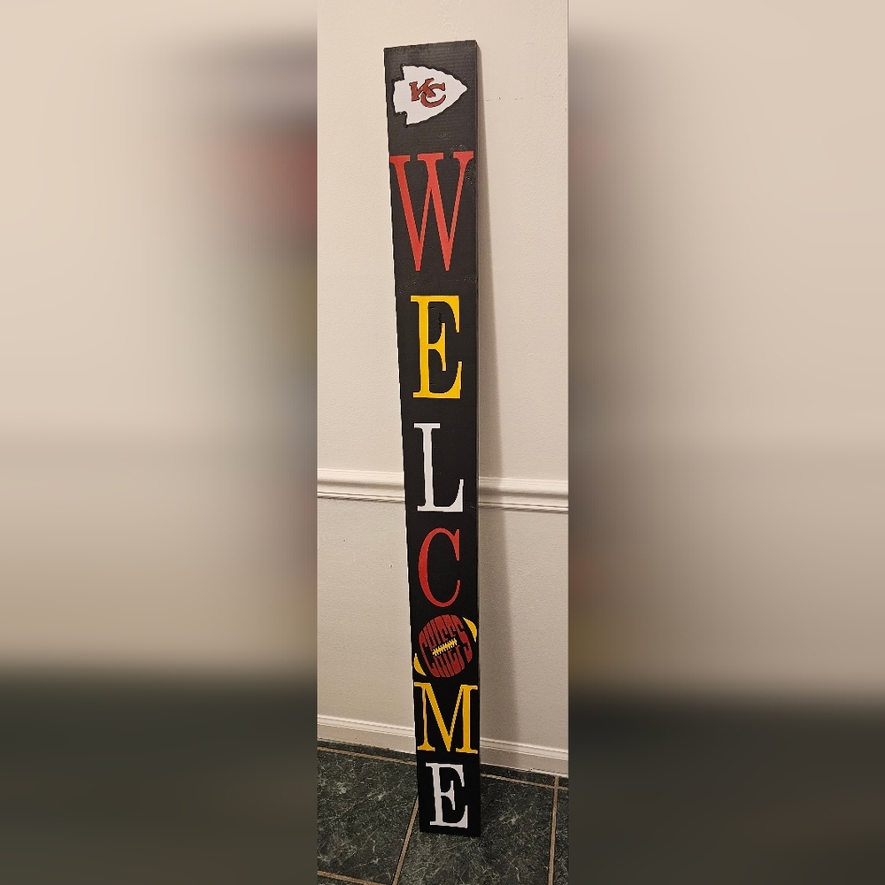 Kansas City Chiefs Welcome Sign Porch Leaner